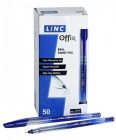 Ручка шарик. LINC OFFIX 1 мм синий прозрачный корпус